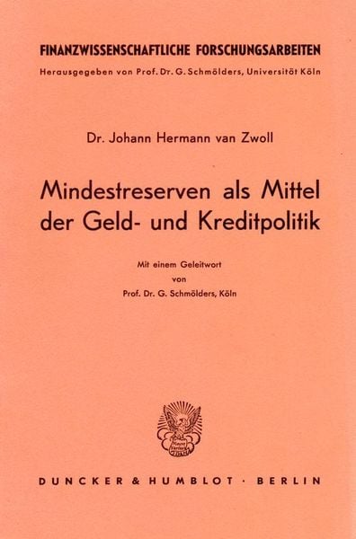 Produktbild: Mindestreserven als Mittel der Geld- und Kreditpolitik.