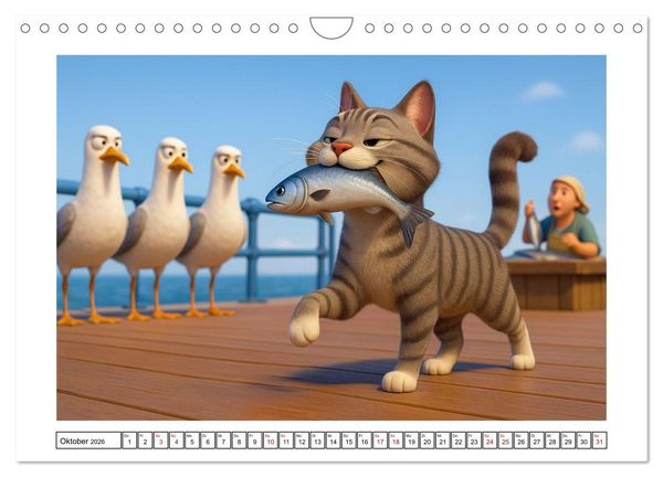 Produktbild: Katzen w&uuml;rden Fische kaufen (Wandkalender 2026 DIN A4 quer), CALVENDO Monatskalender