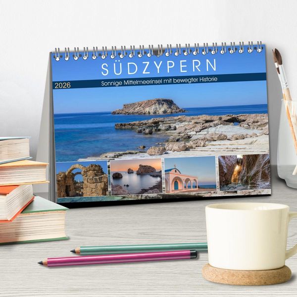 Produktbild: S&uuml;dzypern, sonnige Mittelmeerinsel mit bewegter Historie (Tischkalender 2026 DIN A5 quer), CALVENDO Monatskalender