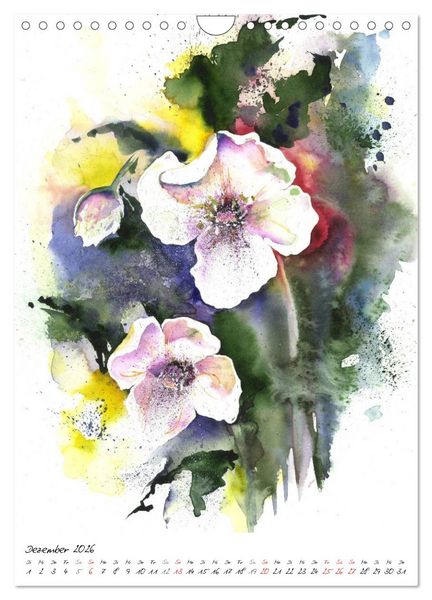 Produktbild: Bl&uuml;tenaquarelle (Wandkalender 2026 DIN A4 hoch), CALVENDO Monatskalender