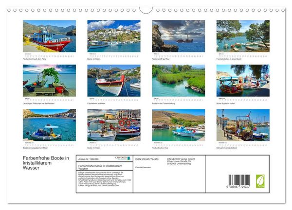 Produktbild: Farbenfrohe Boote in kristallklarem Wasser (Wandkalender 2026 DIN A3 quer), CALVENDO Monatskalender