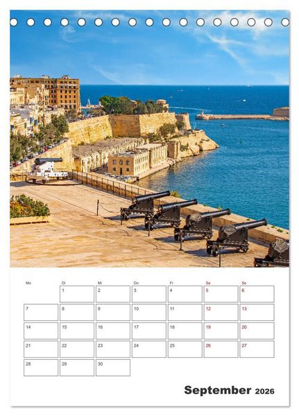 Produktbild: Valletta - K&uuml;stenstadt mit Charme (Tischkalender 2026 DIN A5 hoch), CALVENDO Monatskalender