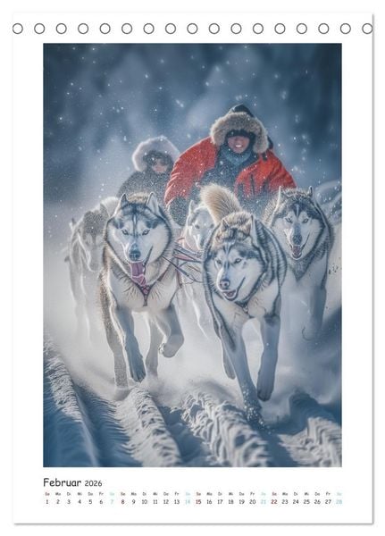 Produktbild: Schlittenhunderennen (Tischkalender 2026 DIN A5 hoch), CALVENDO Monatskalender