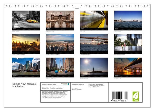 Produktbild: Balade New-Yorkaise, Manhattan (Calendrier mural 2026 DIN A4 vertical), CALVENDO calendrier mensuel