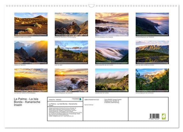 Produktbild: La Palma - La Isla Bonita - Kanarische Inseln (Wandkalender 2026 DIN A2 quer), CALVENDO Monatskalender