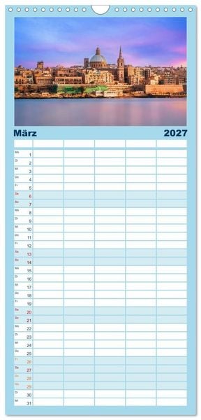Produktbild: Familienplaner 2027 - Wundervolles Malta mit 5 Spalten (Wandkalender, 21 x 45 cm) CALVENDO