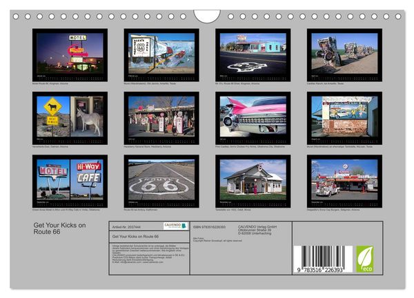 Produktbild: Get Your Kicks on Route 66 (Wandkalender 2026 DIN A4 quer), CALVENDO Monatskalender