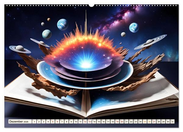Produktbild: Fantasy-B&uuml;cher Sch&ouml;nheit des Universums (hochwertiger Premium Wandkalender 2026 DIN A2 quer), Kunstdruck in Hochglanz