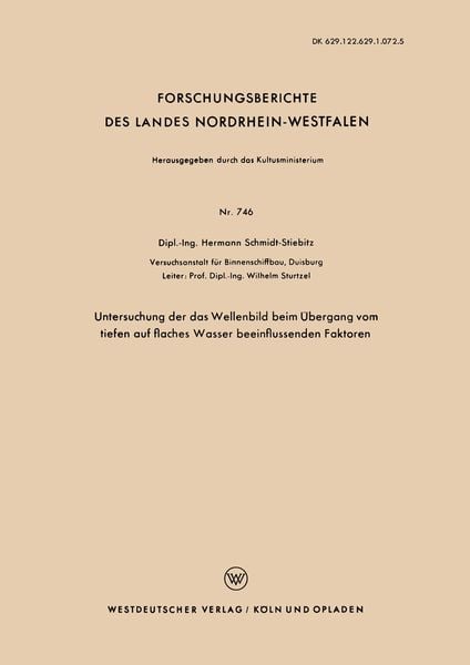 Produktbild: Untersuchung der das Wellenbild beim &Uuml;bergang vom tiefen auf flaches Wasser beeinflussenden Faktoren