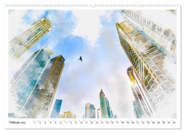 Produktbild: Dubai - Impressionen in Aquarell (Wandkalender 2026 DIN A2 quer), CALVENDO Monatskalender