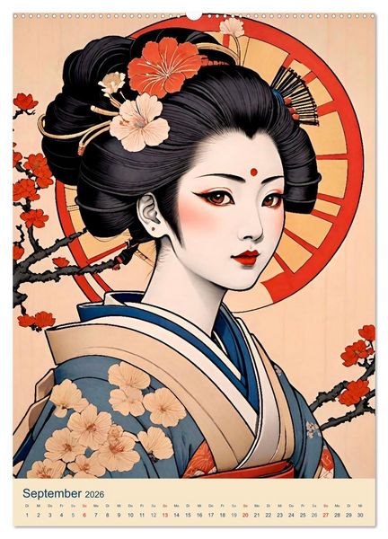Produktbild: Japanische Geishas (Wandkalender 2026 DIN A2 hoch), CALVENDO Monatskalender