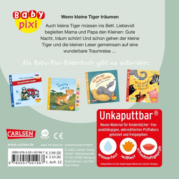 Produktbild: Baby Pixi (unkaputtbar) 94: Wenn kleine Tiger träumen