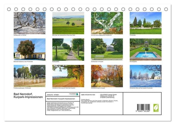 Produktbild: Bad Nenndorf, Kurpark-Impressionen (Tischkalender 2026 DIN A5 quer), CALVENDO Monatskalender