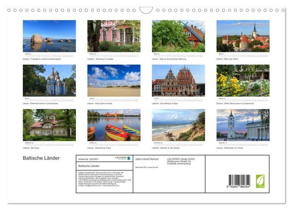 Produktbild: Baltische L&auml;nder (Wandkalender 2026 DIN A3 quer), CALVENDO Monatskalender