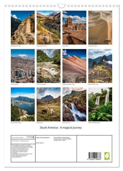 Produktbild: South America - A magical journey (Wall Calendar 2026 DIN A3 portrait), CALVENDO 12 Month Wall Calendar