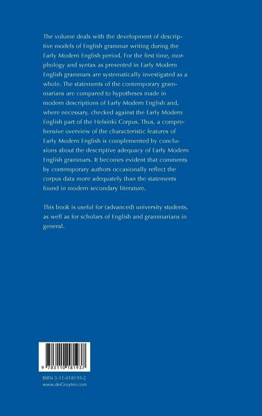 Produktbild: Descriptive Adequacy of Early Modern English Grammars