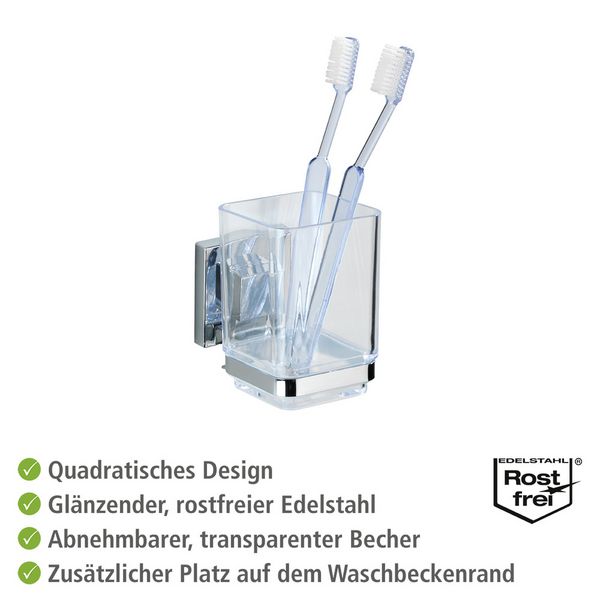 Produktbild: Vacuum-Loc&reg; Zahnputzbecher Mod. Quadro Edelstahl, Befestigen ohne bohren