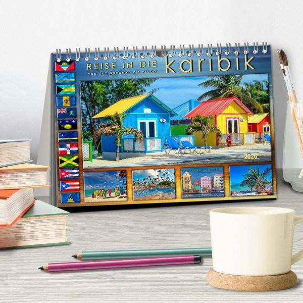 Produktbild: Reise in die Karibik - von den Bahamas bis Aruba (Tischkalender 2026 DIN A5 quer), CALVENDO Monatskalender