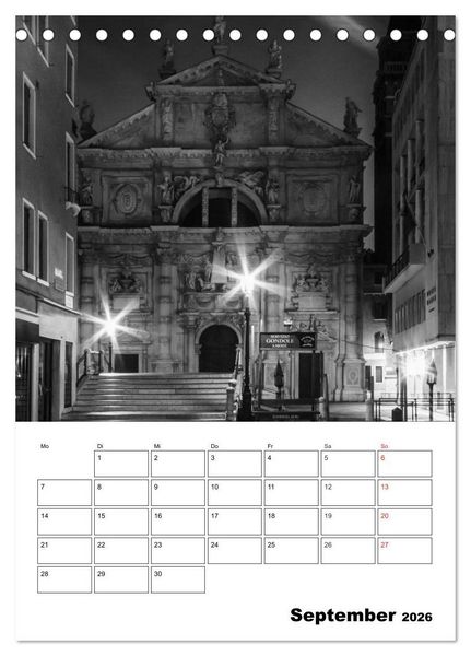 Produktbild: MONOCHROMES VENEDIG Klassische Momente (Tischkalender 2026 DIN A5 hoch), CALVENDO Monatskalender