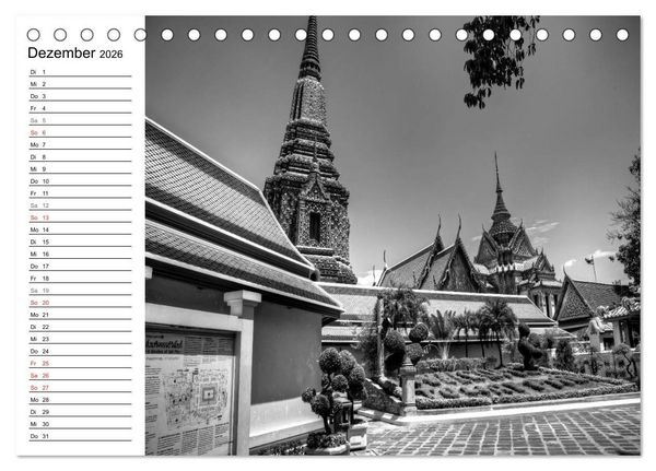 Produktbild: Bangkok Impressionen in Schwarz Wei&szlig; (Tischkalender 2026 DIN A5 quer), CALVENDO Monatskalender