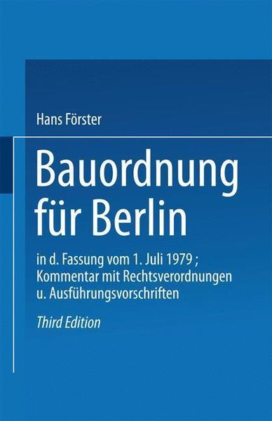 Produktbild: Bauordnung f&uuml;r Berlin in der Fassung vom 1. Juli 1979