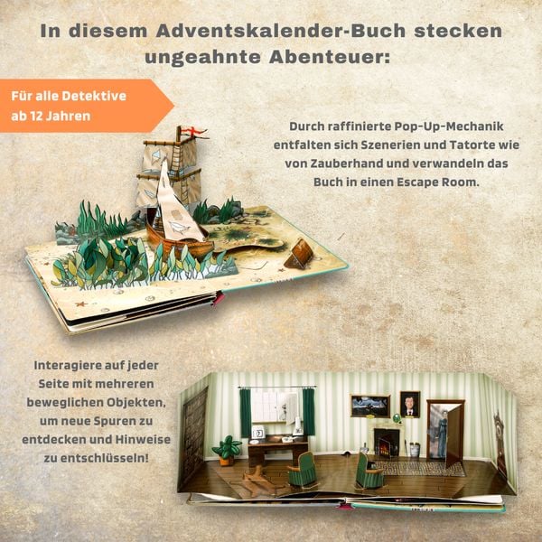 Produktbild: 24 DAYS ESCAPE 3D Pop-Up-Adventskalender&ndash; Sherlock Holmes und der Schl&uuml;ssel des Poseidon