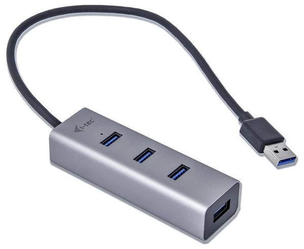 Produktbild: i-tec U3HUBMETAL403 USB-Hub 4 Port USB-A USB 3.0 5 GBit/s Grau I-TEC USB 3.0 Metal HUB 4 port Passive