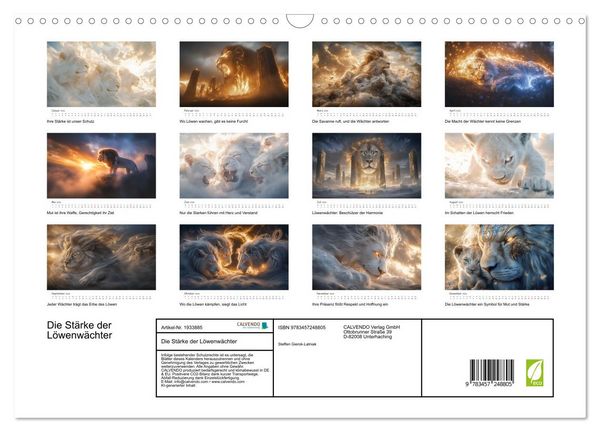 Produktbild: Die St&auml;rke der L&ouml;wenw&auml;chter (Wandkalender 2026 DIN A3 quer), CALVENDO Monatskalender