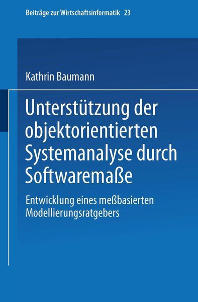 Produktbild: Unterst&uuml;tzung der objektorientierten Systemanalyse durch Softwarema&szlig;e