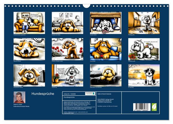 Produktbild: Hundespr&uuml;che (Wandkalender 2026 DIN A3 quer), CALVENDO Monatskalender