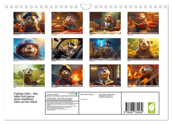 Produktbild: Flei&szlig;ige Otter - Wer h&auml;tte nicht gerne einen niedlichen Otter auf der Arbeit (Wandkalender 2026 DIN A4 quer), CALVENDO Monatskalender