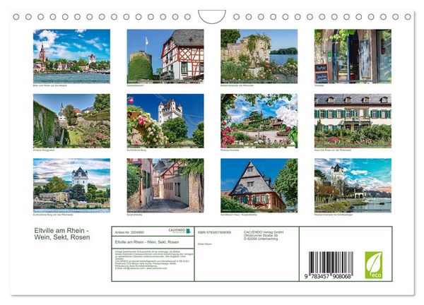 Produktbild: Eltville am Rhein - Wein, Sekt, Rosen (Wandkalender 2026 DIN A4 quer), CALVENDO Monatskalender