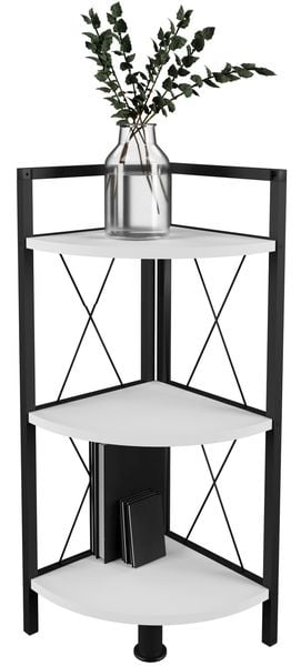 Produktbild: Holz Metall Eckregal B&uuml;cher Regal Insasi 2fach