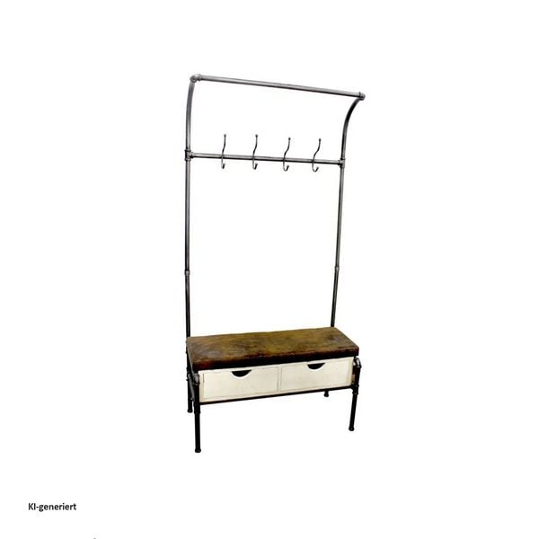 Produktbild: HTI-Living Garderobe im Steampunk-Design Industrial Look mit Sitzbank und Schubladen
