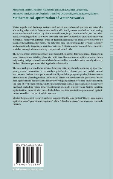 Produktbild: Mathematical Optimization of Water Networks