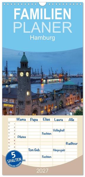 Produktbild: Familienplaner 2027 - Hamburg mit 5 Spalten (Wandkalender, 21 x 45 cm) CALVENDO