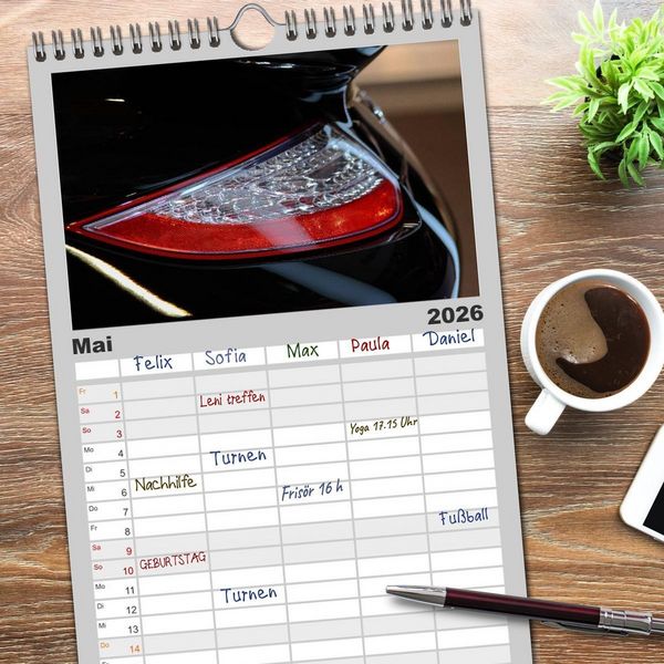 Produktbild: Familienplaner 2026 - Heiligs Blechle - Porsche-Ikonen im Detail mit 5 Spalten (Wandkalender, 21 x 45 cm) CALVENDO