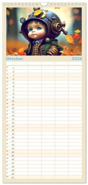 Produktbild: Familienplaner 2026 - Kleine Steampunk Stars mit 5 Spalten (Wandkalender, 21 x 45 cm) CALVENDO