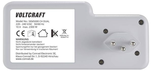 Produktbild: VOLTCRAFT SEM5000 CH DUAL Energiekosten-Messger&auml;t Kostenprognose, Alarmfunktion, Stromtarif einstellbar, Datenloggerfunktion