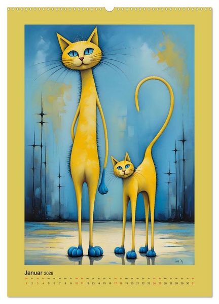 Produktbild: Buntes Katzenvolk (Wandkalender 2026 DIN A2 hoch), CALVENDO Monatskalender