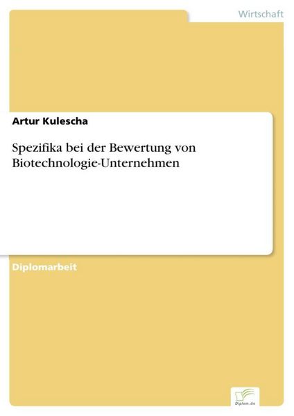 Produktbild: Spezifika bei der Bewertung von Biotechnologie-Unternehmen