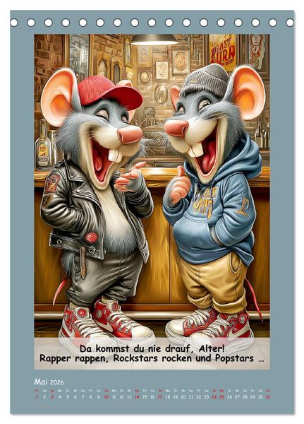 Produktbild: Rattige Jungs. Trockener, b&ouml;ser Stadtratten-Humor (Tischkalender 2026 DIN A5 hoch), CALVENDO Monatskalender