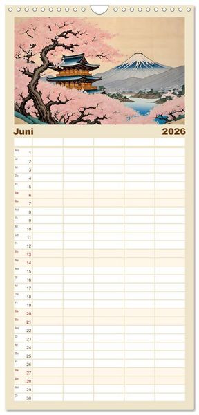 Produktbild: Familienplaner 2026 - Hanami in Japan mit 5 Spalten (Wandkalender, 21 x 45 cm) CALVENDO