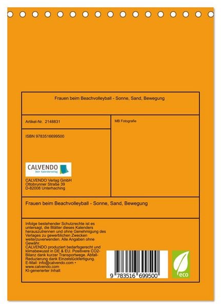 Produktbild: Frauen beim Beachvolleyball - Sonne, Sand, Bewegung (Tischkalender 2026 DIN A5 hoch), CALVENDO Monatskalender