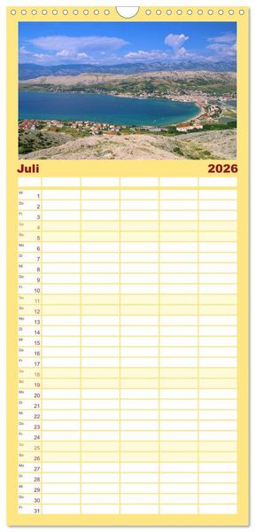 Produktbild: Familienplaner 2026 - Kroatien mit 5 Spalten (Wandkalender, 21 x 45 cm) CALVENDO