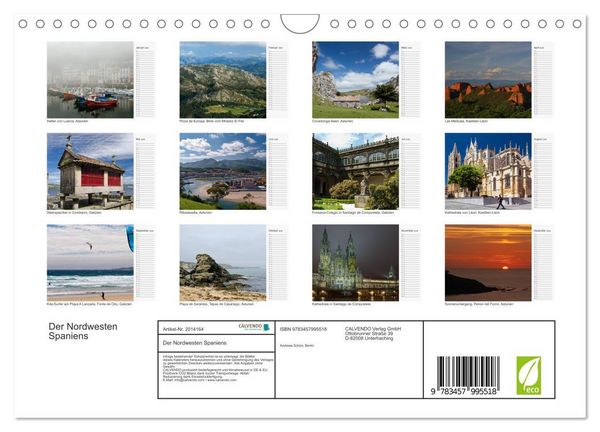 Produktbild: Der Nordwesten Spaniens (Wandkalender 2026 DIN A4 quer), CALVENDO Monatskalender