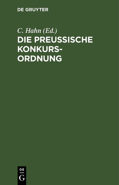 Produktbild: Die preu&szlig;ische Konkurs-Ordnung