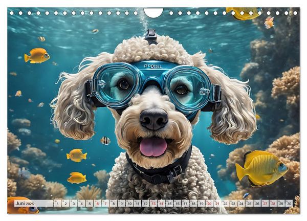 Produktbild: Hunde abgetaucht (Wandkalender 2026 DIN A4 quer), CALVENDO Monatskalender