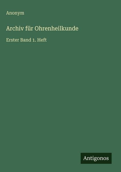 Produktbild: Archiv f&uuml;r Ohrenheilkunde