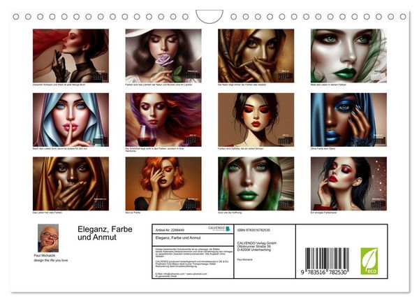 Produktbild: Eleganz, Farbe und Anmut (Wandkalender 2027 DIN A4 quer), CALVENDO Monatskalender